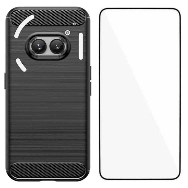 WANLONFENG Brushed Texture Shockproof TPU Phone Case with Screen Film, For Nothing Phone 4a Pro, For Nothing Phone 4a, For Nothing Phone 3, For Nothing CMF Phone 2 Pro, For Nothing Phone 3a, For Nothing Phone 3a Pro, For Nothing Phone 2a