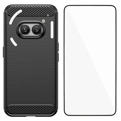 WANLONFENG Brushed Texture Shockproof TPU Phone Case with Screen Film, For Nothing Phone 4a Pro, For Nothing Phone 4a, For Nothing Phone 3, For Nothing CMF Phone 2 Pro, For Nothing Phone 3a, For Nothing Phone 3a Pro, For Nothing Phone 2a