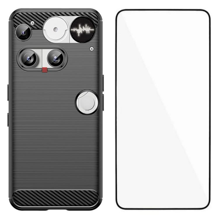 WANLONFENG Brushed Texture Shockproof TPU Phone Case with Screen Film, For Nothing Phone 4a Pro, For Nothing Phone 4a, For Nothing Phone 3, For Nothing CMF Phone 2 Pro, For Nothing Phone 3a, For Nothing Phone 3a Pro, For Nothing Phone 2a