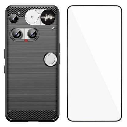 WANLONFENG Brushed Texture Shockproof TPU Phone Case with Screen Film, For Nothing Phone 4a Pro, For Nothing Phone 4a, For Nothing Phone 3, For Nothing CMF Phone 2 Pro, For Nothing Phone 3a, For Nothing Phone 3a Pro, For Nothing Phone 2a