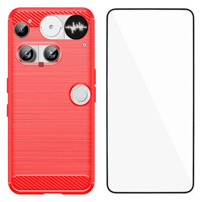 WANLONFENG Brushed Texture Shockproof TPU Phone Case with Screen Film, For Nothing Phone 4a Pro, For Nothing Phone 4a, For Nothing Phone 3, For Nothing CMF Phone 2 Pro, For Nothing Phone 3a, For Nothing Phone 3a Pro, For Nothing Phone 2a