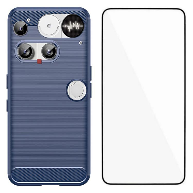 WANLONFENG Brushed Texture Shockproof TPU Phone Case with Screen Film, For Nothing Phone 4a Pro, For Nothing Phone 4a, For Nothing Phone 3, For Nothing CMF Phone 2 Pro, For Nothing Phone 3a, For Nothing Phone 3a Pro, For Nothing Phone 2a