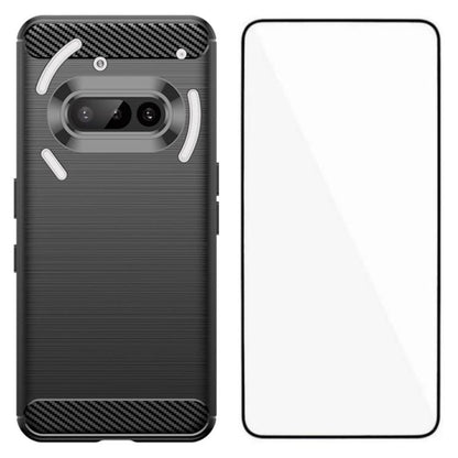 WANLONFENG Brushed Texture Shockproof TPU Phone Case with Screen Film, For Nothing Phone 4a Pro, For Nothing Phone 4a, For Nothing Phone 3, For Nothing CMF Phone 2 Pro, For Nothing Phone 3a, For Nothing Phone 3a Pro, For Nothing Phone 2a