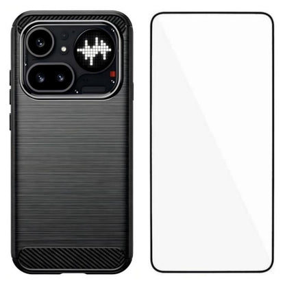 WANLONFENG Brushed Texture Shockproof TPU Phone Case with Screen Film, For Nothing Phone 4a Pro, For Nothing Phone 4a, For Nothing Phone 3, For Nothing CMF Phone 2 Pro, For Nothing Phone 3a, For Nothing Phone 3a Pro, For Nothing Phone 2a