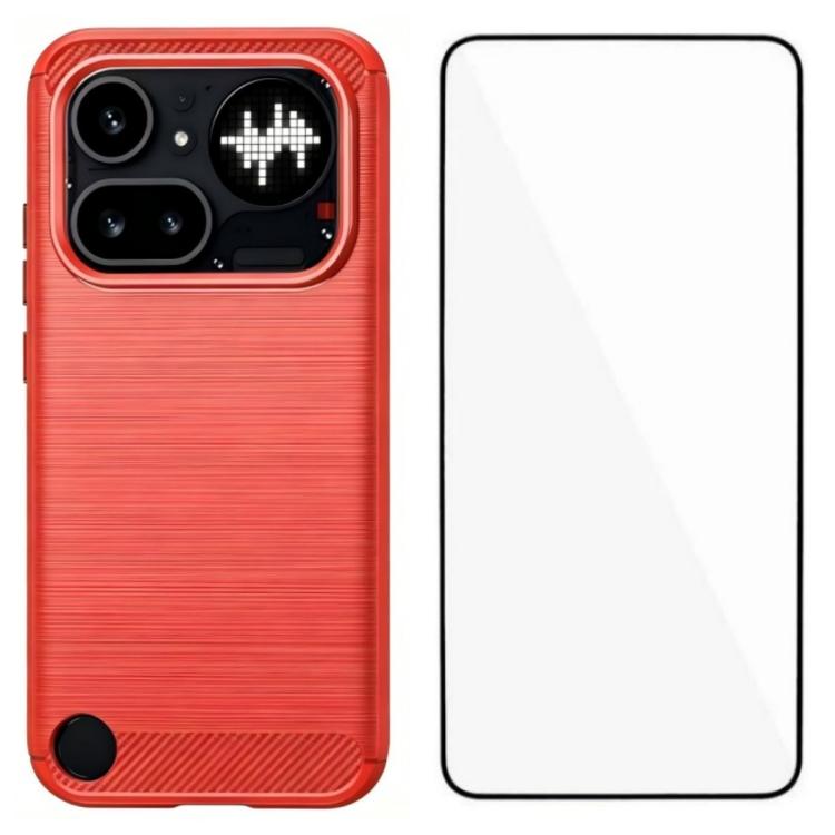 WANLONFENG Brushed Texture Shockproof TPU Phone Case with Screen Film, For Nothing Phone 4a Pro, For Nothing Phone 4a, For Nothing Phone 3, For Nothing CMF Phone 2 Pro, For Nothing Phone 3a, For Nothing Phone 3a Pro, For Nothing Phone 2a