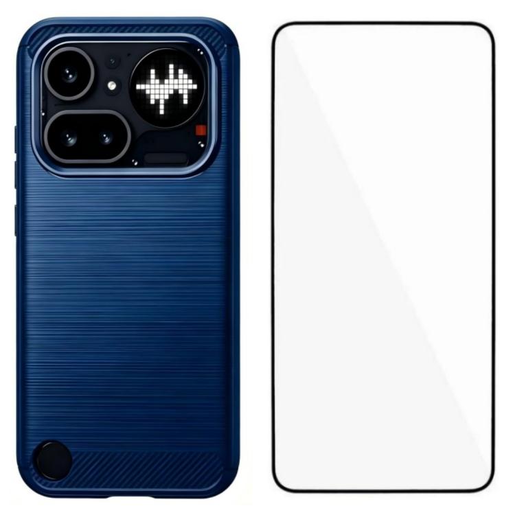 WANLONFENG Brushed Texture Shockproof TPU Phone Case with Screen Film, For Nothing Phone 4a Pro, For Nothing Phone 4a, For Nothing Phone 3, For Nothing CMF Phone 2 Pro, For Nothing Phone 3a, For Nothing Phone 3a Pro, For Nothing Phone 2a