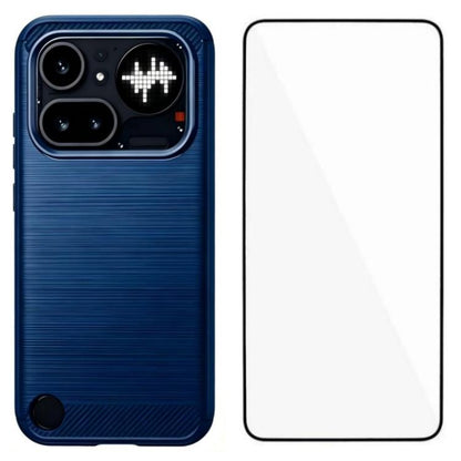 WANLONFENG Brushed Texture Shockproof TPU Phone Case with Screen Film, For Nothing Phone 4a Pro, For Nothing Phone 4a, For Nothing Phone 3, For Nothing CMF Phone 2 Pro, For Nothing Phone 3a, For Nothing Phone 3a Pro, For Nothing Phone 2a