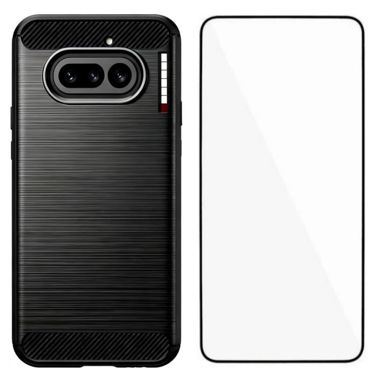WANLONFENG Brushed Texture Shockproof TPU Phone Case with Screen Film, For Nothing Phone 4a Pro, For Nothing Phone 4a, For Nothing Phone 3, For Nothing CMF Phone 2 Pro, For Nothing Phone 3a, For Nothing Phone 3a Pro, For Nothing Phone 2a