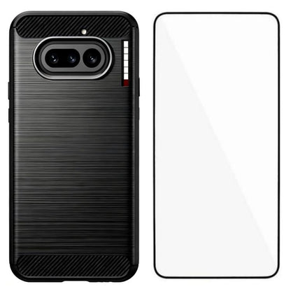 WANLONFENG Brushed Texture Shockproof TPU Phone Case with Screen Film, For Nothing Phone 4a Pro, For Nothing Phone 4a, For Nothing Phone 3, For Nothing CMF Phone 2 Pro, For Nothing Phone 3a, For Nothing Phone 3a Pro, For Nothing Phone 2a
