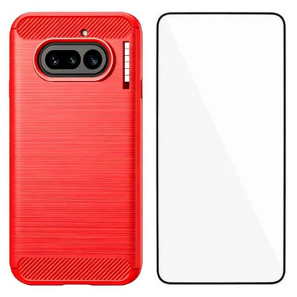 WANLONFENG Brushed Texture Shockproof TPU Phone Case with Screen Film, For Nothing Phone 4a Pro, For Nothing Phone 4a, For Nothing Phone 3, For Nothing CMF Phone 2 Pro, For Nothing Phone 3a, For Nothing Phone 3a Pro, For Nothing Phone 2a