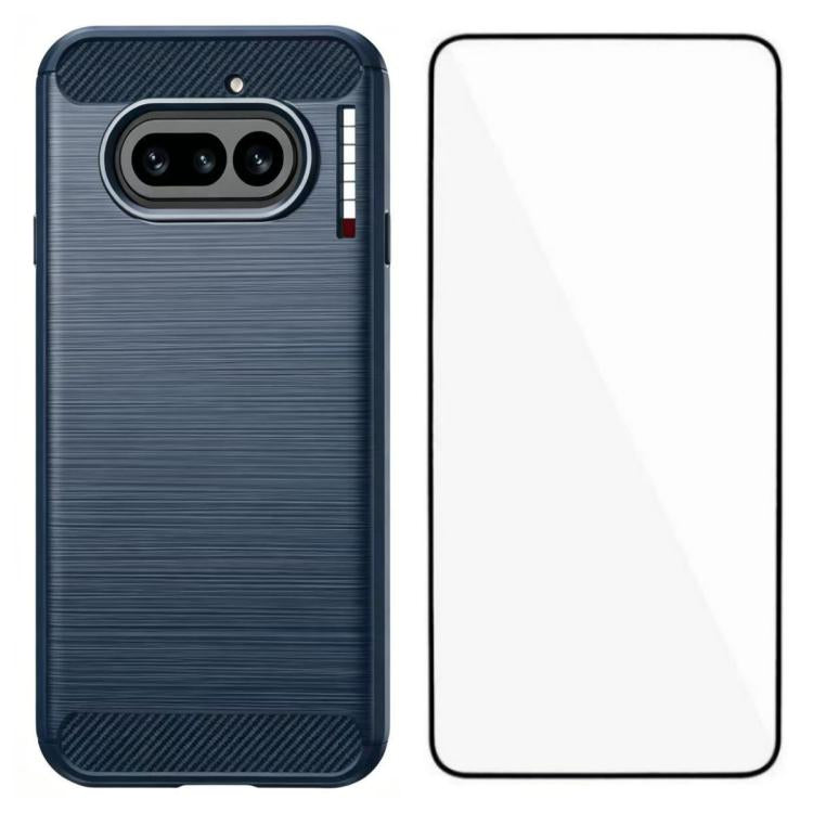 WANLONFENG Brushed Texture Shockproof TPU Phone Case with Screen Film, For Nothing Phone 4a Pro, For Nothing Phone 4a, For Nothing Phone 3, For Nothing CMF Phone 2 Pro, For Nothing Phone 3a, For Nothing Phone 3a Pro, For Nothing Phone 2a