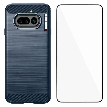 WANLONFENG Brushed Texture Shockproof TPU Phone Case with Screen Film, For Nothing Phone 4a Pro, For Nothing Phone 4a, For Nothing Phone 3, For Nothing CMF Phone 2 Pro, For Nothing Phone 3a, For Nothing Phone 3a Pro, For Nothing Phone 2a