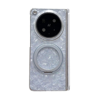 Gilded Shell Pattern Axial Magnetic Phone Case with 360 Holder, For OPPO Find N6 5G