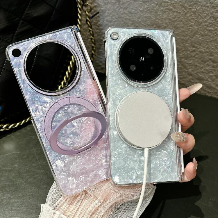 Gilded Shell Pattern Axial Magnetic Phone Case with 360 Holder, For OPPO Find N6 5G