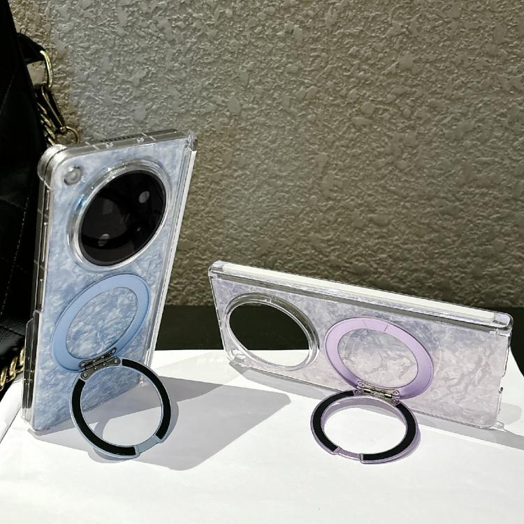 Gilded Shell Pattern Axial Magnetic Phone Case with 360 Holder, For OPPO Find N6 5G