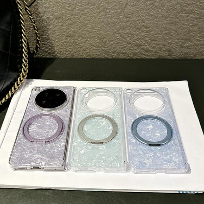 Gilded Shell Pattern Axial Magnetic Phone Case with 360 Holder, For OPPO Find N6 5G