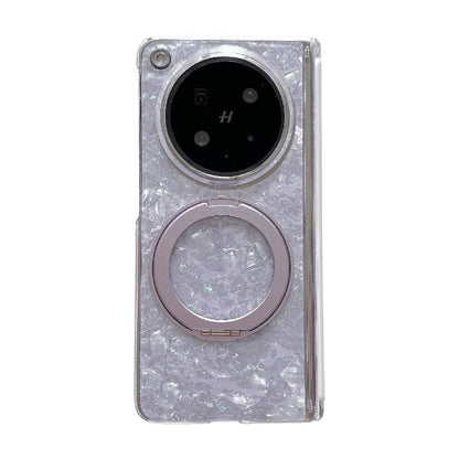 Gilded Shell Pattern Axial Magnetic Phone Case with 360 Holder, For OPPO Find N6 5G