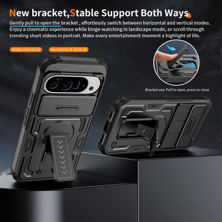 Slid Camera Shield Invisible Holder PC Hybrid TPU Phone Case, For Google Pixel 10 Pro XL, For Google Pixel 10 / 10 Pro / 9 / 9 Pro
