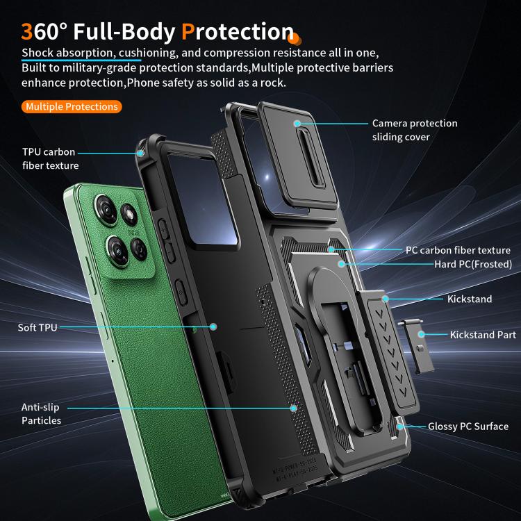 Slid Camera Shield Invisible Holder PC Hybrid TPU Phone Case, For Motorola Moto G Power 2025 / 2026, For Motorola Edge 5G 2025 / Edge 60 Pro, For Motorola Moto G Stylus 5G 2025, For Motorola Moto G 2025