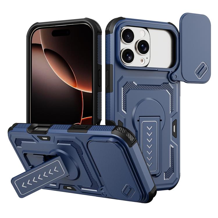 Slid Camera Shield Invisible Holder PC Hybrid TPU Phone Case, For iPhone 17e / 16e, For iPhone 17 Pro Max, For iPhone 17 Pro, For iPhone 17, For iPhone Air, For iPhone 16 Pro Max, For iPhone 16 Pro