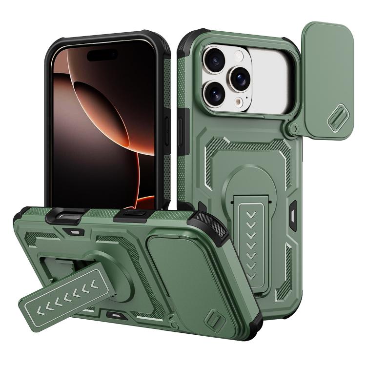 Slid Camera Shield Invisible Holder PC Hybrid TPU Phone Case, For iPhone 17e / 16e, For iPhone 17 Pro Max, For iPhone 17 Pro, For iPhone 17, For iPhone Air, For iPhone 16 Pro Max, For iPhone 16 Pro
