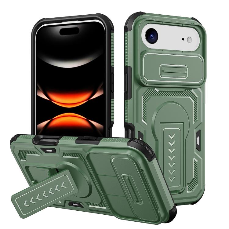 Slid Camera Shield Invisible Holder PC Hybrid TPU Phone Case, For iPhone 17e / 16e, For iPhone 17 Pro Max, For iPhone 17 Pro, For iPhone 17, For iPhone Air, For iPhone 16 Pro Max, For iPhone 16 Pro