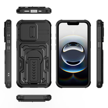 Slid Camera Shield Invisible Holder PC Hybrid TPU Phone Case, For iPhone 17e / 16e, For iPhone 17 Pro Max, For iPhone 17 Pro, For iPhone 17, For iPhone Air, For iPhone 16 Pro Max, For iPhone 16 Pro