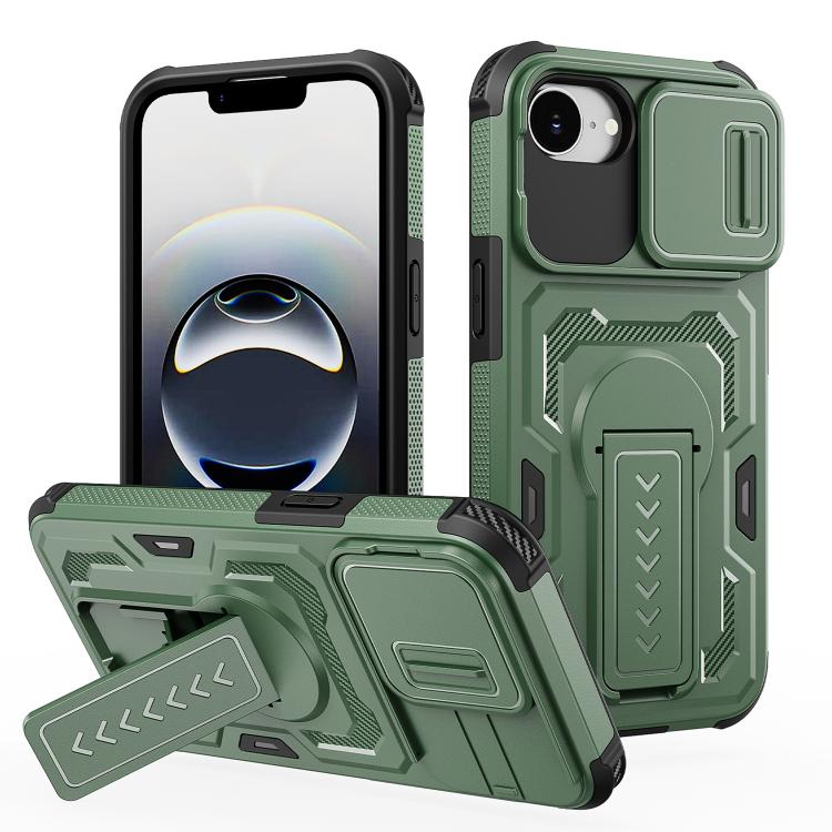 Slid Camera Shield Invisible Holder PC Hybrid TPU Phone Case, For iPhone 17e / 16e, For iPhone 17 Pro Max, For iPhone 17 Pro, For iPhone 17, For iPhone Air, For iPhone 16 Pro Max, For iPhone 16 Pro