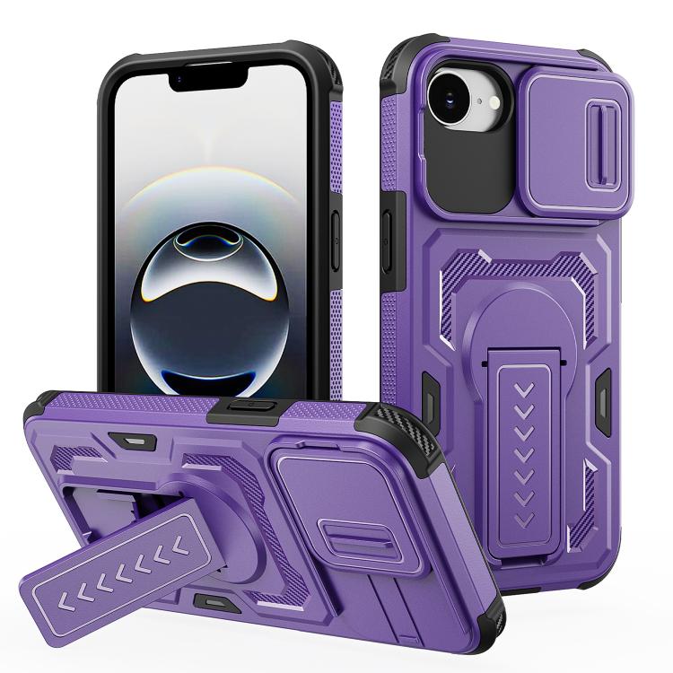 Slid Camera Shield Invisible Holder PC Hybrid TPU Phone Case, For iPhone 17e / 16e, For iPhone 17 Pro Max, For iPhone 17 Pro, For iPhone 17, For iPhone Air, For iPhone 16 Pro Max, For iPhone 16 Pro
