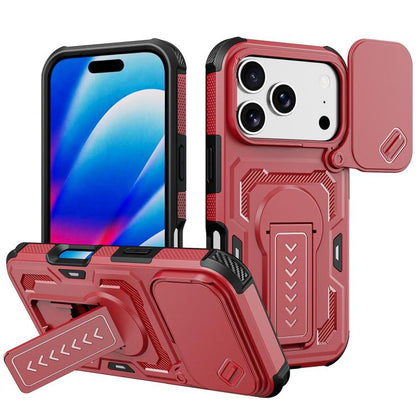 Slid Camera Shield Invisible Holder PC Hybrid TPU Phone Case, For iPhone 18, For iPhone 18 Pro, For iPhone 18 Pro Max, For iPhone 17e / 16e, For iPhone 17 Pro Max, For iPhone 17 Pro, For iPhone 17, For iPhone Air, For iPhone 16 Pro Max, For iPhone 16 Pro