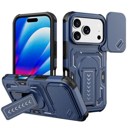 Slid Camera Shield Invisible Holder PC Hybrid TPU Phone Case, For iPhone 18, For iPhone 18 Pro, For iPhone 18 Pro Max, For iPhone 17e / 16e, For iPhone 17 Pro Max, For iPhone 17 Pro, For iPhone 17, For iPhone Air, For iPhone 16 Pro Max, For iPhone 16 Pro