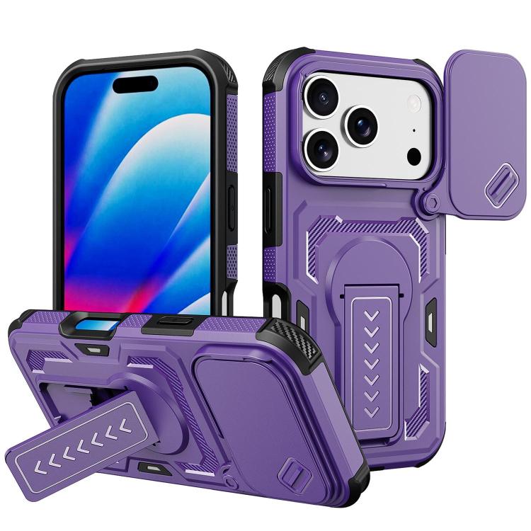 Slid Camera Shield Invisible Holder PC Hybrid TPU Phone Case, For iPhone 18, For iPhone 18 Pro, For iPhone 18 Pro Max, For iPhone 17e / 16e, For iPhone 17 Pro Max, For iPhone 17 Pro, For iPhone 17, For iPhone Air, For iPhone 16 Pro Max, For iPhone 16 Pro