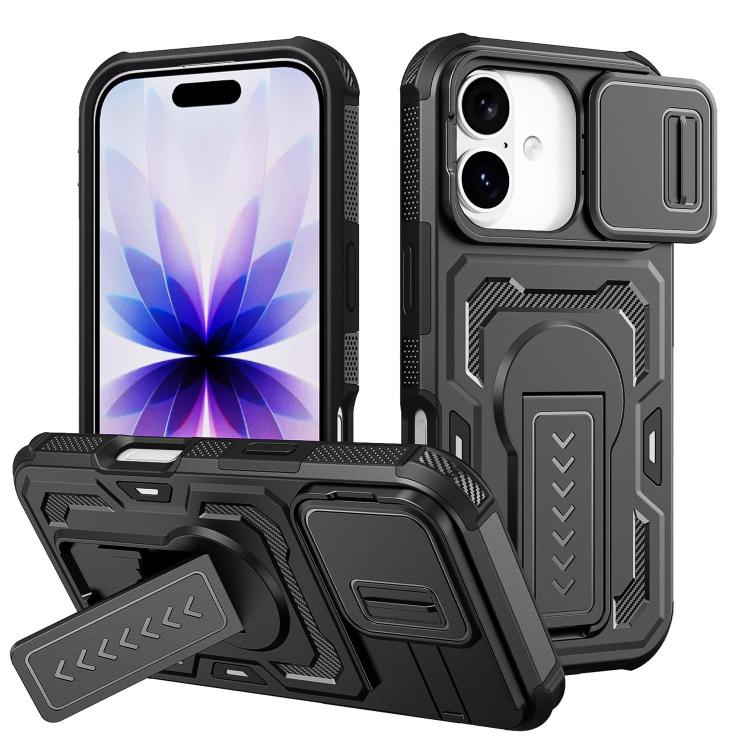 Slid Camera Shield Invisible Holder PC Hybrid TPU Phone Case, For iPhone 18, For iPhone 18 Pro, For iPhone 18 Pro Max, For iPhone 17e / 16e, For iPhone 17 Pro Max, For iPhone 17 Pro, For iPhone 17, For iPhone Air, For iPhone 16 Pro Max, For iPhone 16 Pro