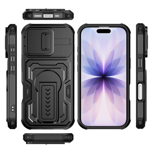 Schiebe-Kameraschutz Unsichtbare Halterung PC Hybrid TPU Handyhülle, Für iPhone 17e / 16e, Für iPhone 17 Pro Max, Für iPhone 17 Pro, Für iPhone 17, Für iPhone Air, Für iPhone 16 Pro Max, Für iPhone 16 Pro