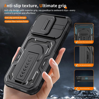 Slid Camera Shield Invisible Holder PC Hybrid TPU Phone Case, For iPhone 18, For iPhone 18 Pro, For iPhone 18 Pro Max, For iPhone 17e / 16e, For iPhone 17 Pro Max, For iPhone 17 Pro, For iPhone 17, For iPhone Air, For iPhone 16 Pro Max, For iPhone 16 Pro