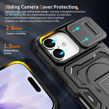 Slid Camera Shield Invisible Holder PC Hybrid TPU Phone Case, For iPhone 18, For iPhone 18 Pro, For iPhone 18 Pro Max, For iPhone 17e / 16e, For iPhone 17 Pro Max, For iPhone 17 Pro, For iPhone 17, For iPhone Air, For iPhone 16 Pro Max, For iPhone 16 Pro