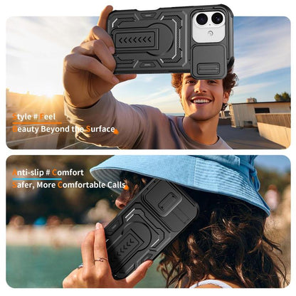 Slid Camera Shield Invisible Holder PC Hybrid TPU Phone Case, For iPhone 18, For iPhone 18 Pro, For iPhone 18 Pro Max, For iPhone 17e / 16e, For iPhone 17 Pro Max, For iPhone 17 Pro, For iPhone 17, For iPhone Air, For iPhone 16 Pro Max, For iPhone 16 Pro