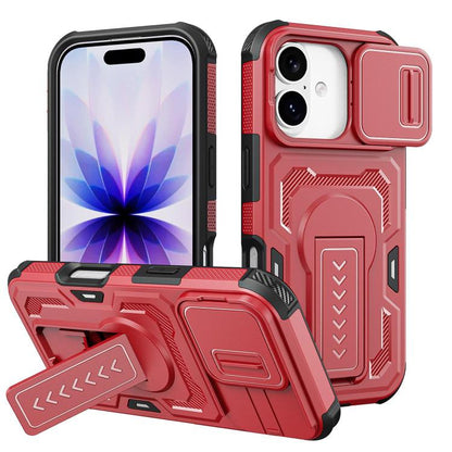 Slid Camera Shield Invisible Holder PC Hybrid TPU Phone Case, For iPhone 18, For iPhone 18 Pro, For iPhone 18 Pro Max, For iPhone 17e / 16e, For iPhone 17 Pro Max, For iPhone 17 Pro, For iPhone 17, For iPhone Air, For iPhone 16 Pro Max, For iPhone 16 Pro