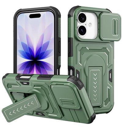 Slid Camera Shield Invisible Holder PC Hybrid TPU Phone Case, For iPhone 18, For iPhone 18 Pro, For iPhone 18 Pro Max, For iPhone 17e / 16e, For iPhone 17 Pro Max, For iPhone 17 Pro, For iPhone 17, For iPhone Air, For iPhone 16 Pro Max, For iPhone 16 Pro
