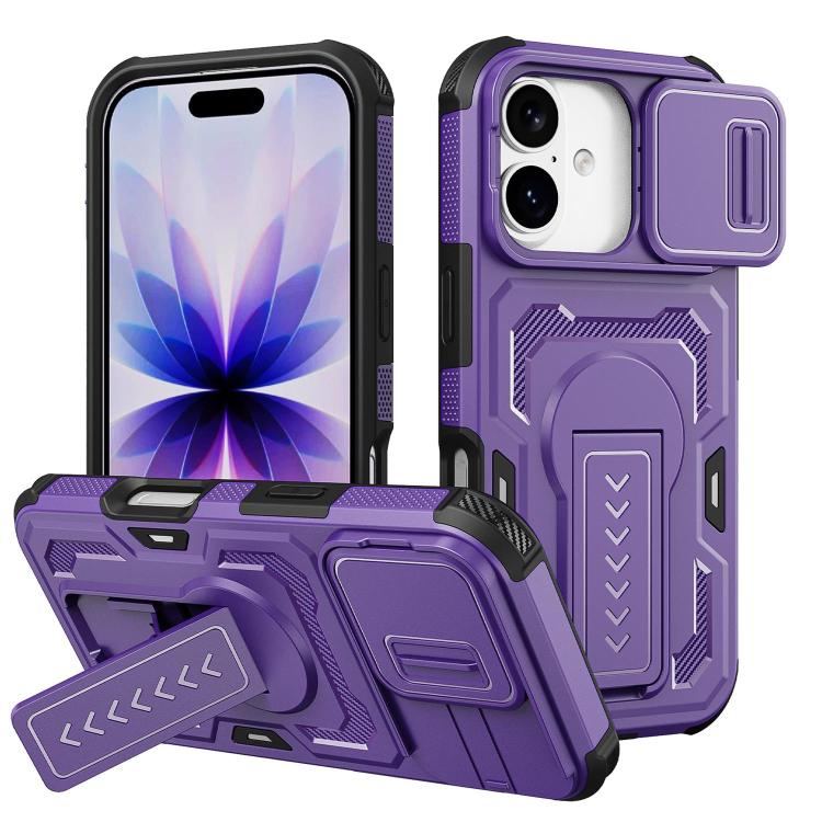 Slid Camera Shield Invisible Holder PC Hybrid TPU Phone Case, For iPhone 18, For iPhone 18 Pro, For iPhone 18 Pro Max, For iPhone 17e / 16e, For iPhone 17 Pro Max, For iPhone 17 Pro, For iPhone 17, For iPhone Air, For iPhone 16 Pro Max, For iPhone 16 Pro