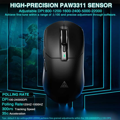 SOLAKAKA SM820 Tri-Mode 22000DPI 1000Hz Wireless Gaming Mouse with RGB Charging Dock