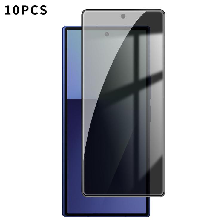 10pcs Kalebol High-Aluminum Screen-Printed Full-Coverage Black-Border Privacy Tempered Glass Film, For Galaxy Z Fold8 Ultra 5G Outer Screen