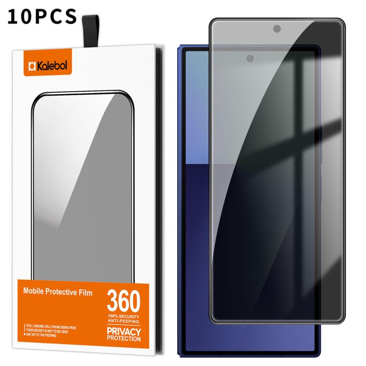 10pcs Kalebol High-Aluminum Screen-Printed Full-Coverage Black-Border Privacy Tempered Glass Film, For Galaxy Z Fold8 Ultra 5G Outer Screen