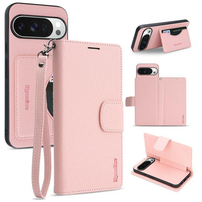 Retro Litchi Texture Vegan Leather Magnetic Wallet Phone Case with Wrist Strap, For Google Pixel 10a, For Google Pixel 10 Pro XL, For Google Pixel 10 / 10 Pro, For Google Pixel 9a, For Google Pixel 9 Pro XL, For Google Pixel 9 / 9 Pro