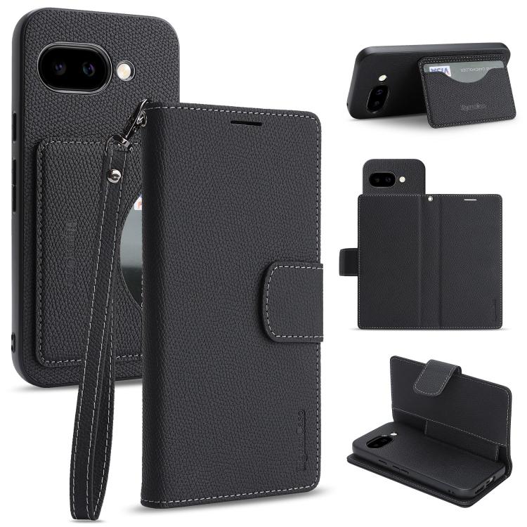 Retro Litchi Texture Vegan Leather Magnetic Wallet Phone Case with Wrist Strap, For Google Pixel 10a, For Google Pixel 10 Pro XL, For Google Pixel 10 / 10 Pro, For Google Pixel 9a, For Google Pixel 9 Pro XL, For Google Pixel 9 / 9 Pro