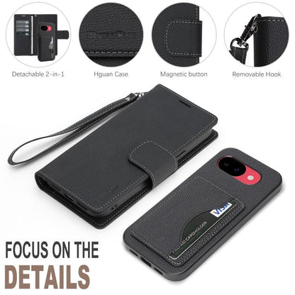 Retro Litchi Texture Vegan Leather Magnetic Wallet Phone Case with Wrist Strap, For Google Pixel 10a, For Google Pixel 10 Pro XL, For Google Pixel 10 / 10 Pro, For Google Pixel 9a, For Google Pixel 9 Pro XL, For Google Pixel 9 / 9 Pro