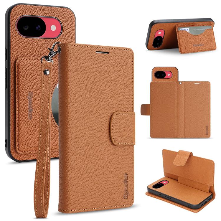 Retro Litchi Texture Vegan Leather Magnetic Wallet Phone Case with Wrist Strap, For Google Pixel 10a, For Google Pixel 10 Pro XL, For Google Pixel 10 / 10 Pro, For Google Pixel 9a, For Google Pixel 9 Pro XL, For Google Pixel 9 / 9 Pro