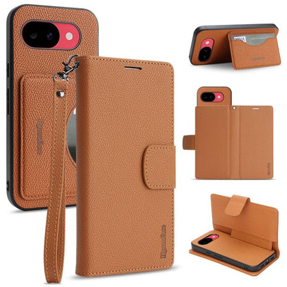 Retro Litchi Texture Vegan Leather Magnetic Wallet Phone Case with Wrist Strap, For Google Pixel 10a, For Google Pixel 10 Pro XL, For Google Pixel 10 / 10 Pro, For Google Pixel 9a, For Google Pixel 9 Pro XL, For Google Pixel 9 / 9 Pro