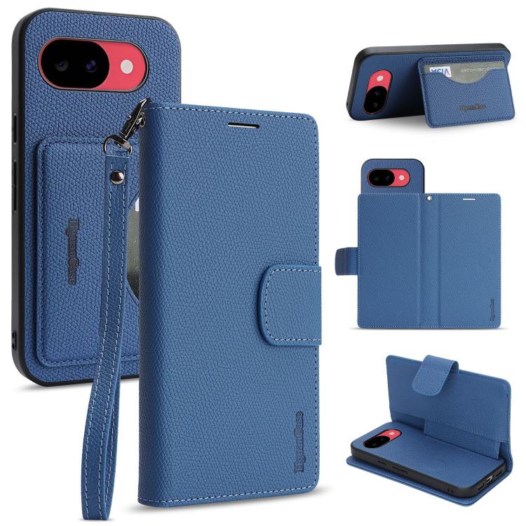 Retro Litchi Texture Vegan Leather Magnetic Wallet Phone Case with Wrist Strap, For Google Pixel 10a, For Google Pixel 10 Pro XL, For Google Pixel 10 / 10 Pro, For Google Pixel 9a, For Google Pixel 9 Pro XL, For Google Pixel 9 / 9 Pro