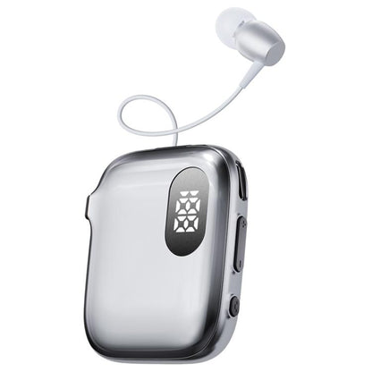 QRSC-K91 AI Edition Lavalier LED Digital Display Bluetooth Earphone with 32cm Retractable Cable